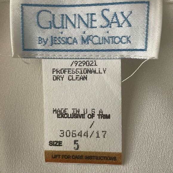 Gunne Sax 70s 80s Ivory Satin Lace Collar Puff Shoulder Blouse 5 - Picture 8 of 14